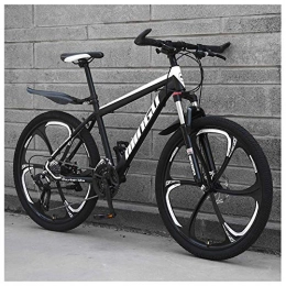 KFMJF Bike KFMJF 26 Inch Men's Mountain Bikes, High-carbon Steel Hardtail Mountain Bike, Mountain Bicycle with Front Suspension Adjustable Seat, 27 Speed, Black 6 Spoke