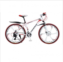 KKING Mountain Bike 21-Speed 26-Inch Wheel Double Suspension Bicycle Aluminum Alloy Adult Student Disc Brake Carbon Steel Mountain Bike,white,six rounds