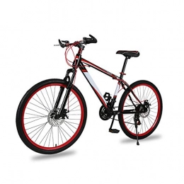 KKING Bike KKING Mountain Bike, 26-Inch Adult Mountain Bike, 21-Speed Mountain Bike, Shock-Absorbing Dual-Disc High-Carbon Steel Frame, Suitable for Men And Women, Black red