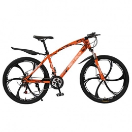 KKLTDI Bike KKLTDI Adjustable Seat Handlebar, Men Women Adult All Terrain Mountain Bicycle, Mountain Bikes, Dual Disc Brake Hardtail Mountain Bike Orange 6 Spoke 26", 24-speed