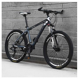 KXDLR Mountain Bike KXDLR 26 Inch Mountain Bike, High-Carbon Steel Frame, Double Disc Brake And Suspensions, 27 Speeds, Unisex, Gray