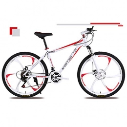 KXDLR Bike KXDLR Mountain Bikes 26 Inch Mountain Trail Bike High Carbon Steel Front Suspension Frame Bicycle 21 Speed Gears Dual Disc Brakes Mountain Bicycle, White, 24 Speeds