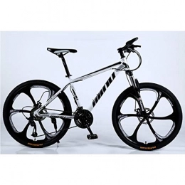 KYH Mountain Bike 24/27/30 Speed Dual Disc Brakes Shock Absorption Variable Speed Mountain Bike One Wheel Bicycle (6 cutter wheels) White and black- 30 speed