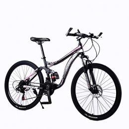 laonie Mountain Bike laonie Mountain Bike Variable Speed Bicycle 24 / 26 inch Adult Bike Male and Female Students Bicycle Double Disc Brake Mountain Bike-Black-Pink_24 inch