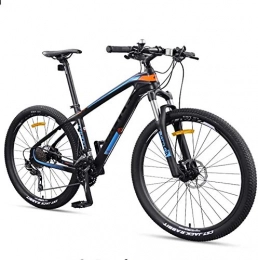 LAZNG 27.5 Inch Adult Mountain Bikes, Ultra-Light Carbon Fiber Frame Mountain Trail Bike, Dual Disc Brake Men Women Hardtail Mountain Bicycle,Orange,27 Speed (Color : Yellow)