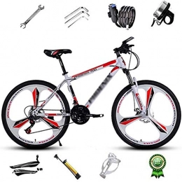 LAZNG Bike LAZNG Mountain Bike 26 Inch, 21 / 24 / 27speed High Carbon Steel Road Bikes 3 Cutter Wheels Bicycles Dual Disc Brakes, Suspension Fork Mountain Bicycle (Color : 26in, Size : 24 speed)