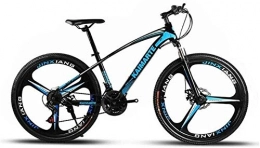 LBWT Mountain Bike LBWT Unisex Mountain Bike, 26 Inches Folding Bicycle, High-Carbon Steel Frame, 3-Spoke Wheels, 21 / 24 / 27 Speed, With Disc Brakes And Suspension Fork (Color : Blue, Size : 24 Speed)