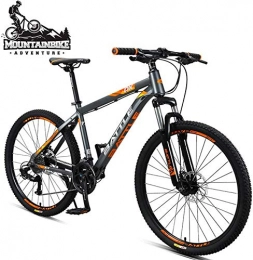 LBYLYH Bike LBYLYH 26 Inch Hardtail Mtb 27-Speed Manual Transmission For Men Women, Adult Mountain Bike With Front Suspension And Disc Brakes, Aluminum Alloy Stand Youth, Gray Orange
