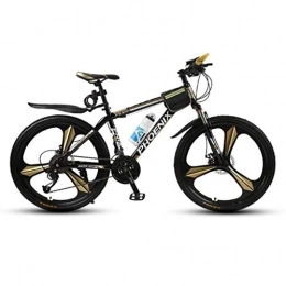 LC2019 Bike LC2019 26 Inches Adult Mountain Bike 21 / 24 / 27 Speed High-Carbon Steel Frame 3-Spoke Wheels With Disc Brakes And Suspension Fork (Color : Gold, Size : 24 Speed)