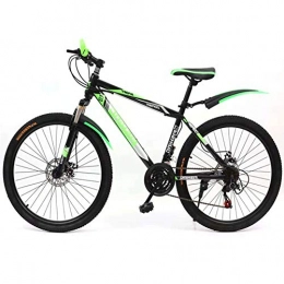 Leader Mountain Bike Leader Mountain Bikes, High-Carbon Steel, Front+Rear Mudgard, 21 Speed Double Disc Brake Bicycle, 22Inch, black green