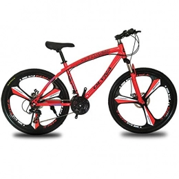 Leader Bike Leader Mountain Bikes, Steel Frame 24 Speed, Front And Rear Shock Absorbers Double Disc Brake Bike 26 Inch, Red