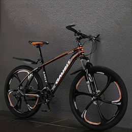 Lhh Mountain Bike Lhh Lightweight Mountain Bikes, Men's 26 Inch Road Bicycle, with Aluminum Alloy Frame, Front Suspension, Double Disc Brake, Adjustable Seat, 27 Speeds, 6 Spoke, 15 Kg, orange