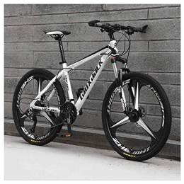 LHQ-HQ Mountain Bike LHQ-HQ Outdoor sports Mountain Bike 26 Inches, 3 Spoke Wheels with Dual Disc Brakes, Front Suspension Folding Bike 27 Speed MTB Bicycle, White