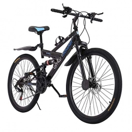 LIANG Bike LIANG 26in Carbon Steel Mountain Bike Speed Bicycle Full Suspension MTB, Black, 21