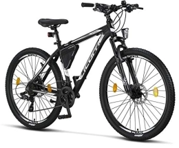 Licorne Bike Mountain Bike Licorne Bike Effect Premium Mountain Bike in 27.5 Inch Aluminium, Bicycle for Boys, Girls, Men and Women - 21 Speed Gears - Disc Brake Men's Bike - Black / White (2 x Disc Brakes)
