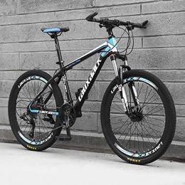 RICHLN Mountain Bike Lightweight Aluminum Full Suspension Frame, Durable Mountain Bike For Adult, Foldable City Riding Mountain Cycling For Travel Go Working Black / blue 26", 21 Speed