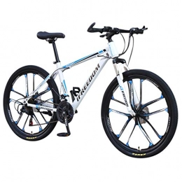 LIL 26 Inch Adult Mountain Bike 21-Speed Gear Shift Mountain Trail Bike Thickened Carbon Steel Frame V-brake Outroad Bicycles with Front Suspension Adjustable Seat,10 Spoke (Blue)