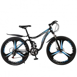 LIL Bike LIL Adult Mountain Bikes, 26In High Carbon Steel Mountain Bike 21 Speed Bicycle Full Suspension - Dual Disc Brakes Mountain Bicycle with Fender, Adjustable Seat (Blue)
