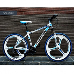 LIN Bike LIN Mountain Bike, 21-Speed Bicycle High Carbon Steel Outroad Bicycles Adult Student Outdoors 26 Inch Mountain Bikes (Color : White / blue)