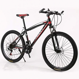 LISI Mountain Bike LISI Mountain bike variable speed bicycle 26 inch shock absorption 21 speed mountain bike adult male and female students aluminum frame, Red