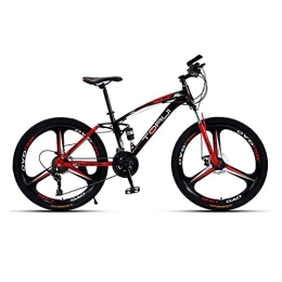 LIUXR Bike LIUXR Mountain Bike, 26 Inch Wheels Adult Bicycle, 21 / 24 / 27 Speeds Options, Full Suspension Bike for Mens Womens, MTB Bike with Double Disc Brake Suspension Fork, Red_24 Speed