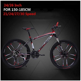 LJJ Bike LJJ 24 / 26 inch Mountain Bikes, Double Disc Brake High Carbon Steel Mountain Bike, with Front Suspension Adjustable Seat, 21 / 24 / 27 / 30 Speed For Adult