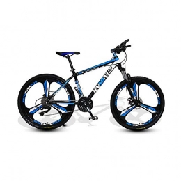 LRHD Mountain Bike LRHD 24 Inches 26 Inch Mountain Bikes, Men's Dual Disc Brake Hardtail Mountain Bike, Bicycle Adjustable Seat, High-carbon Steel Frame, 21 Speed, 3 Spoke (Black and blue) (Size : L)