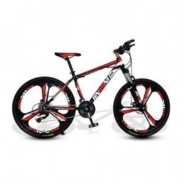LRHD Bike LRHD 24 Inches 26 Inch Mountain Bikes, Men's Dual Disc Brake Hardtail Mountain Bike, Bicycle Adjustable Seat, High-carbon Steel Frame, 21 Speed, 3 Spoke (Black and Red) (Size : XL)