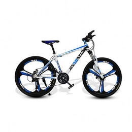 LRHD Mountain Bike LRHD 24 Inches 26 Inch Mountain Bikes, Men's Dual Disc Brake Hardtail Mountain Bike, Bicycle Adjustable Seat, High-carbon Steel Frame, 21 Speed, 3 Spoke (White and Blue) (Size : XL)