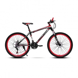 LRHD Mountain Bike LRHD Mountain Bike High-carbon Steel Frame Bicycle Fork Suspension 3 Spoke Wheels Double Disc Brakes Race Bicycle 24 / 26 Inch MTB Bike Racing Bicycle Outdoor Cycling, 21 Speed(Red) (Size : L)