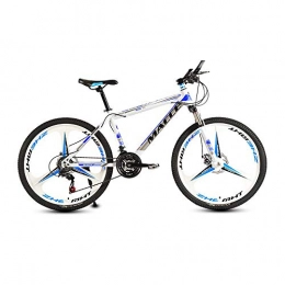 LRHD Bike LRHD Mountain Bikes, 21 Speed 3-Knife 24 / 26 Inch Men and Women High-carbon Steel Fat Tire Hardtail Urban Track Bike, Students Shift Double Shock Absorber Adjustable Seat, White and Blue (Size : L)