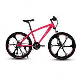 LRHD Mountain Bike LRHD Mountain Bikes, 24 / 26 Inch Men and Women MTB Bicycle, High-carbon Steel Hardtail Urban Track Bike, Students Shift Dual Disc Brakes Adjustable Seat, 21 Speed, Pink 6 knives