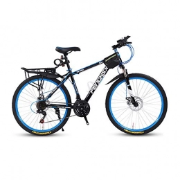 LRHD Bike LRHD Mountain Bikes, 24 / 26 Inch Men and Women MTB Bicycle, High-carbon Steel Hardtail Urban Track Bike, Students Shift Dual Disc Brakes Damping Adjustable Seat, 21 Speed, Blue 3 Spoke (Size : L)