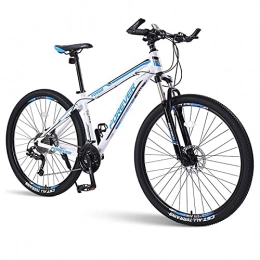LZHi1 Mountain Bike LZHi1 26 Inch 33 Speed Mountain Bike With Lock-Out Suspension Fork, Aluminum Alloy Mountain Trail Bicycle With Double Oil Disc Brake, Outroad Mountain Bicycle For Men Women(Color:White blue)