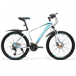LZHi1 Mountain Bike LZHi1 26 Inch Adult Mountain Bike Commuter Bike, 27 Speed Suspension Fork Mountain Bicycle, Dual Disc Brake Outdoor Bikes With Adjustable Seat(Color:White blue)