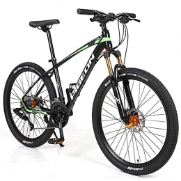 LZHi1 Mountain Bike LZHi1 27 Speed Men Mountain Bike With Suspension Fork, 26 Inch Mountain Trail Bicycle Outroad Bikes With Dual Disc Brakes, Aluminum Alloy Frame Urban Commuter City Bicycle(Color:Black green)