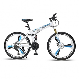 LZHi1 Mountain Bike LZHi1 Mountain Bike 26 Inch Wheels, 27 Speed Trail Bicycle With Full Suspension, Carbon Steel Frame Outroad Mountain Bicycle With Double Disc Brake(Color:White blue)