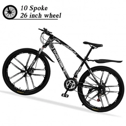 M-TOP Bike M-TOP 26 Inch Hardtail Mountain Bikes with Disc Brakes, 27 Speed Mens Hybrid Bicycles Suspension Fork, High-Carbon Steel Frame All Terrain MTB, Black, 10 spokes