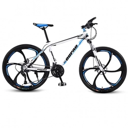 M-YN 24/26 Inch Mountain Bike Aluminum 21-Speed Rear Deraileur, Front And Rear Disc Brakes 6 Spoke Bicycle Outroad Bike(Size:26inch,Color:black+blue)