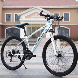 MBZL Mountain Bike MBZL Mountain Bike 24 Speed Full Suspension Aluminum Frame MTB Bicycle with Dual Disc Brake Front Suspension (Color : White+blue, Size : 26 inch)
