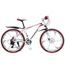 MBZL Mountain Bike MBZL Mountain Bikes 26 Inch Mountain Trail Bike High Carbon Steel Full Suspension Frame 21 24 27 Speed Gears Dual Disc Brakes (Color : White, Size : 27 Speed)