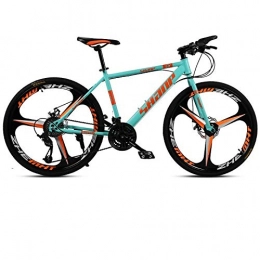 Minkui Mountain Bike Men's and women's folding mountain bikes, outdoor biking, with disc brakes, 24-speed carbon steel frame-Machete / green_30 speed / 26 inch