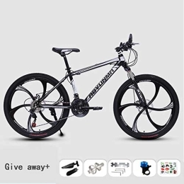  Mountain Bike Men's mountain bike, ultra light aluminum alloy frame variable speed bicycle, double shock absorption disc brake bicycle, summer travel outdoor student bicycle, black white, 27 speed