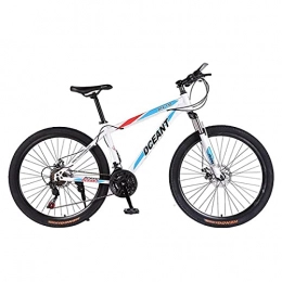 MENG Mountain Bike MENG 26 Wheels MTB Mountain Bike Daul Disc Brakes 21 Speed Mens Bicycle with Front Suspension(Color:Blue) / White