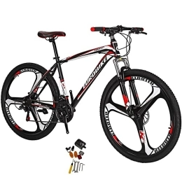 EUROBIKE Mountain Bike Mens Mountain Bike 27.5'' Wheels for Adult Men and Women 17'' Frame (black red)
