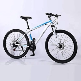  Bike Mens mountain bike, Aluminum alloy double disc brake bicycle, 29-inch 21 / 24 / 27 speed mountain bike, White, 27 speed