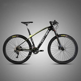 MICAKO Mountain Bike MICAKO Mountain Bike, 26 / 27.5 Inch with Super Lightweight Carbon Fiber Mechanical Double Disc Brakes, Premium Full Suspension and 30 Speed Gear, Yellow, 27.5inch*17.5inch