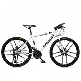 MJY Bike MJY 26 inch Mountain Bikes, Men's Dual Disc Brake Hardtail Mountain Bike, Bicycle Adjustable Seat, High-Carbon Steel Frame, 24 Speed, Black 3 Spoke