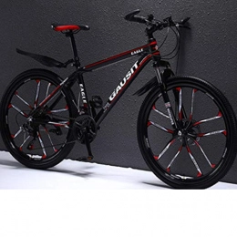 AWAHM Mountain Bike Mountain Bike, 24 / 26 Inch Shock Absorption Ultra-Light Oil Disc Shift Male And Female Young Students Cycling Bicycle, Black Red