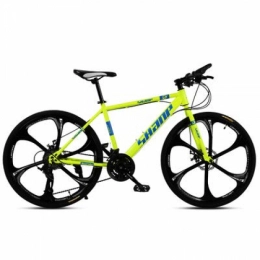 Hxx Bike Mountain Bike, 24" Double Disc Brake High Carbon Steel Frame Mountain Bike 21 Speed Front And Rear Double Shock Absorption Students Fast Folding Bicycle, Yellow